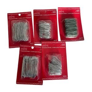 Christmas Ornament Hooks 5 Pack‎ Silver Green 600pc Total Holiday Decor New